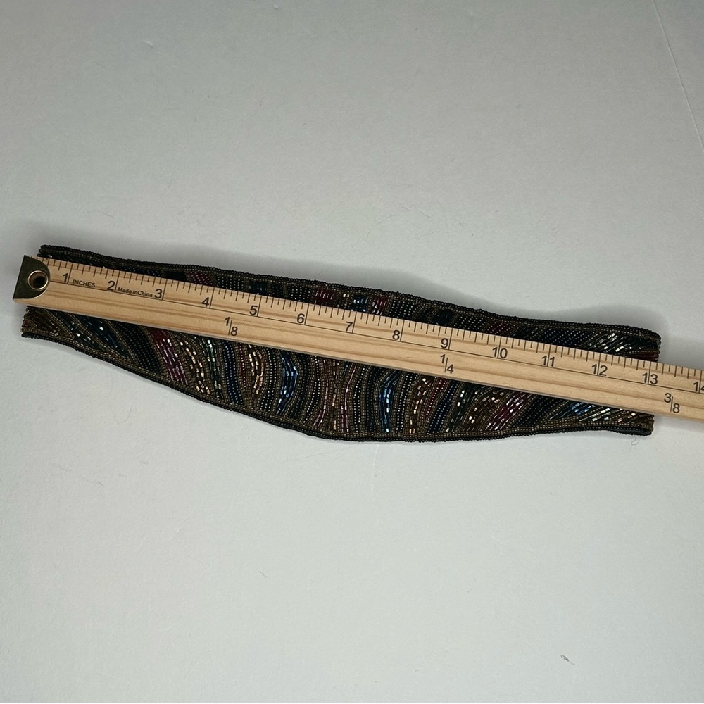 Vintage 80's Beaded Cumberbund Statement Belt Artsy Glamcore Fairy Witchy Goth - Picture 15 of 17